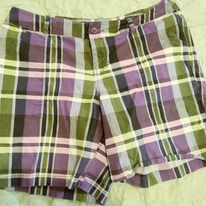 Purple plaid shorts