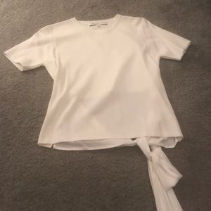 White shirt sleeve top with tie back