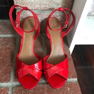 Tory Burch red strappy high heels