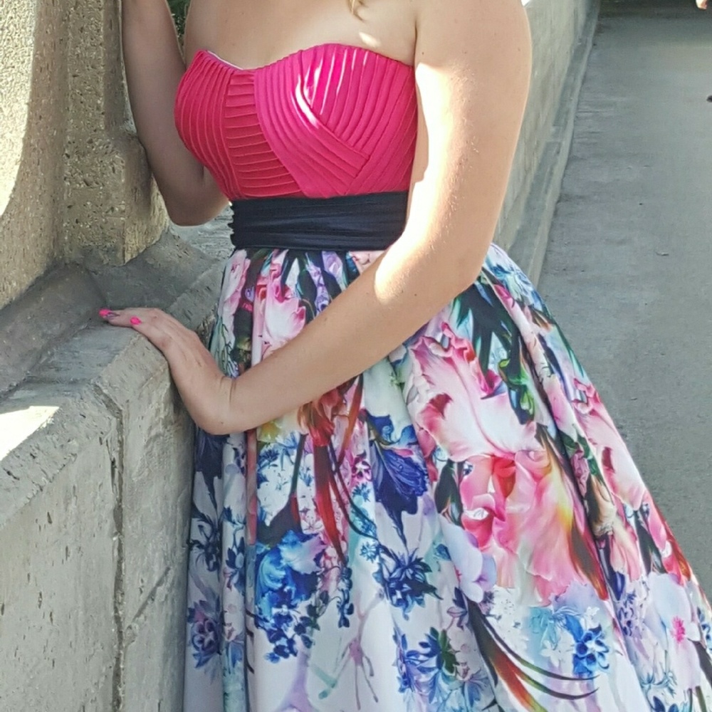 Mon Cheri Floral Prom Dress