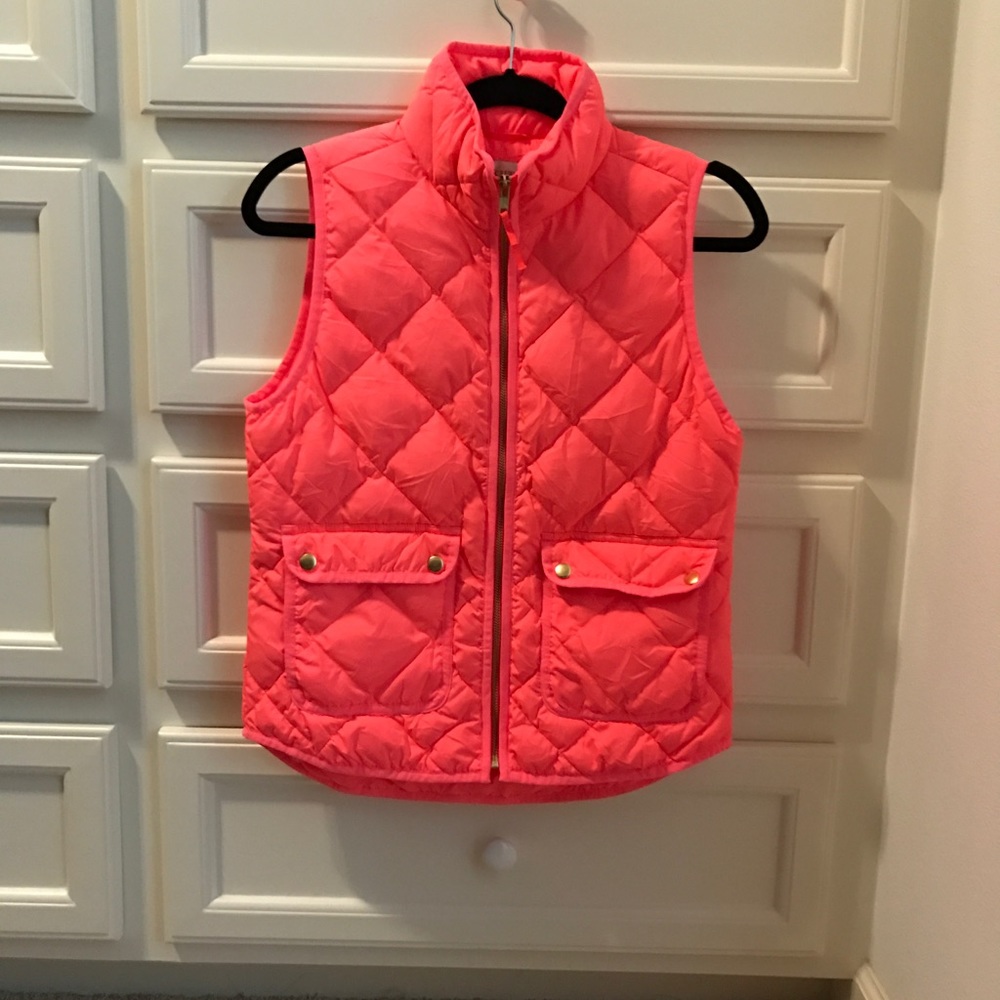 J crew hot pink quilted vest