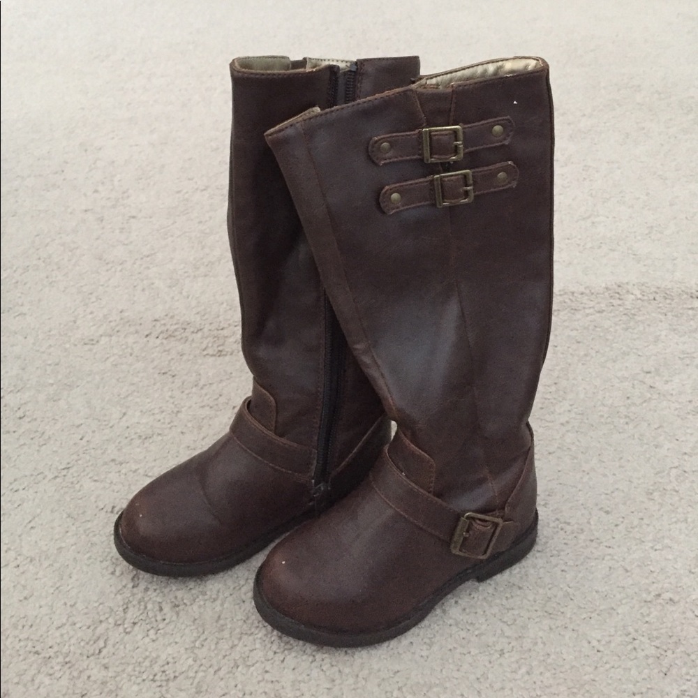 Stride rite faux leather brown tall boots size 9.5