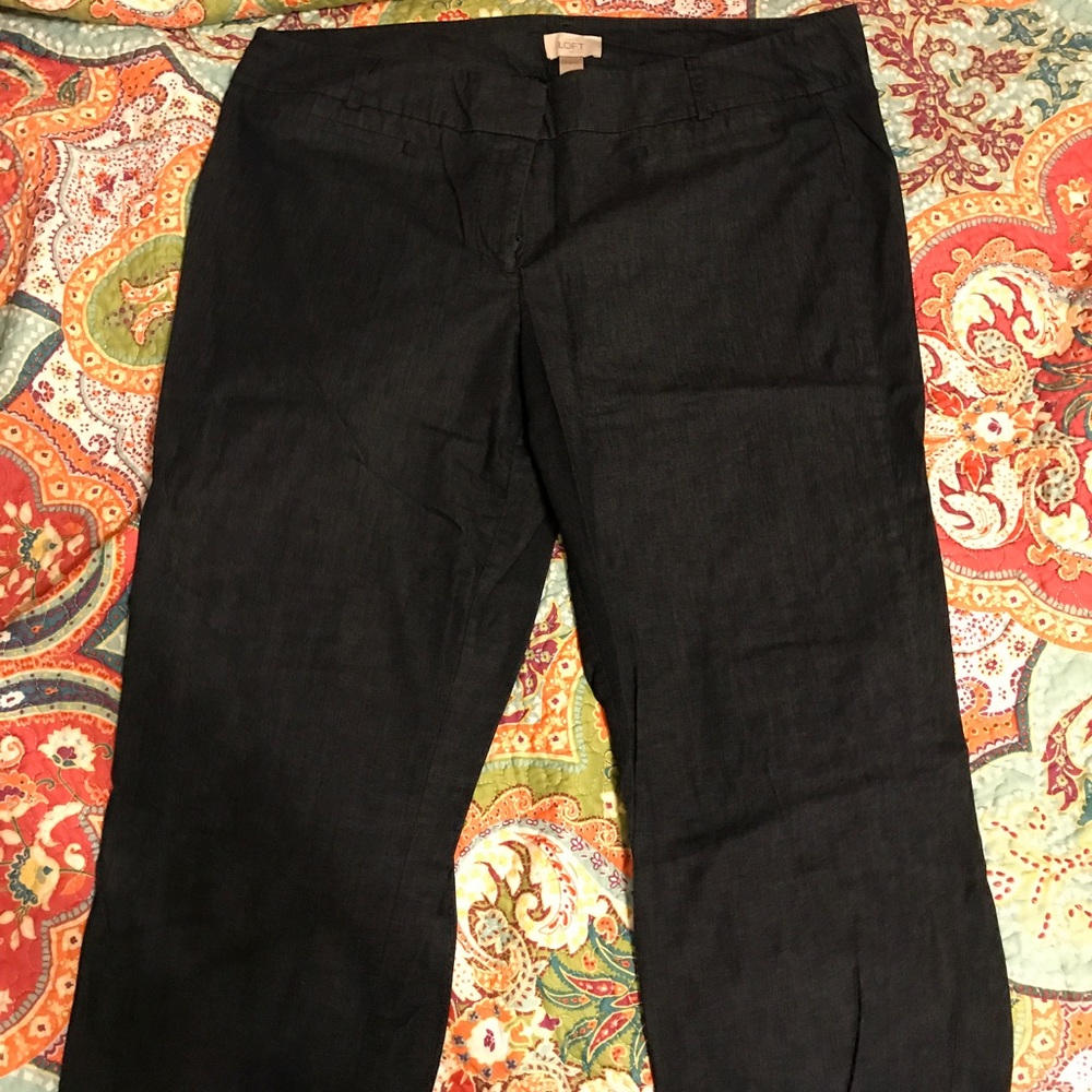 Denim color cropped dress pants