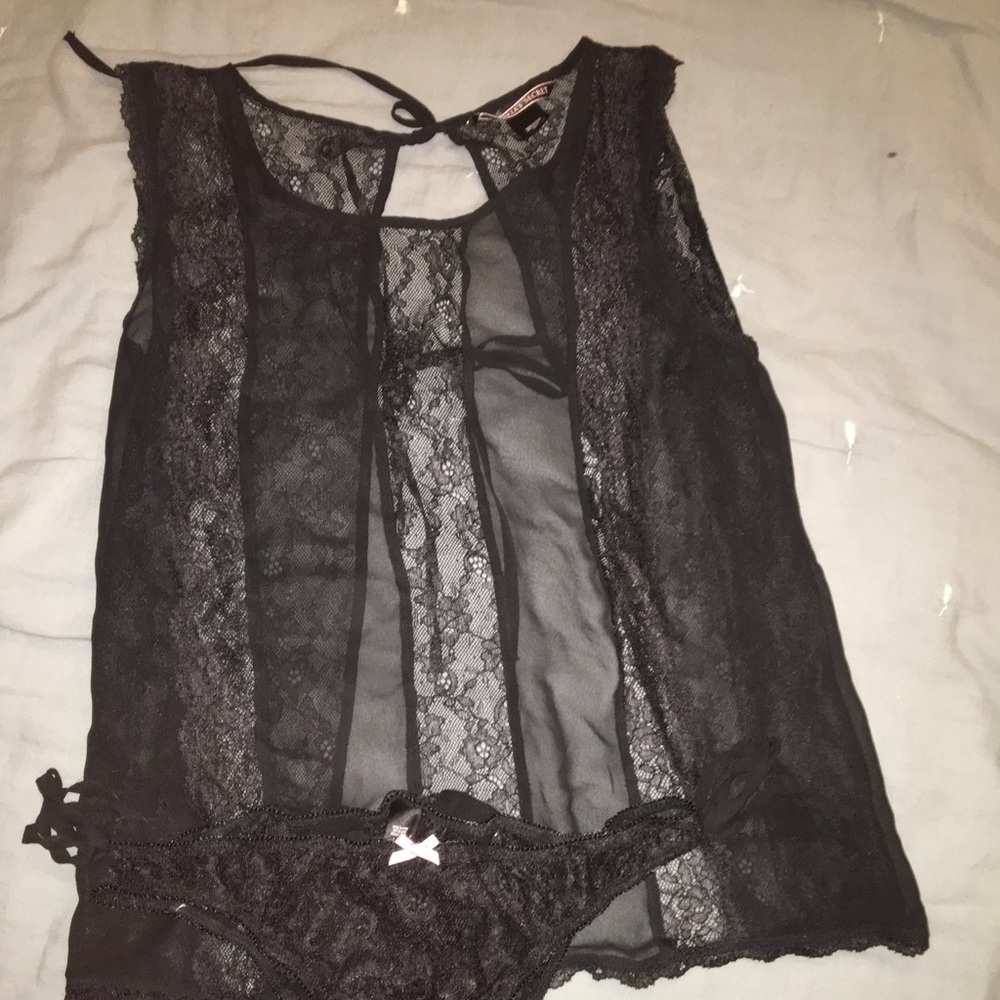 Black Lace Teddie & Briefs