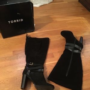 Torrid Black Suede Knee Length Boots