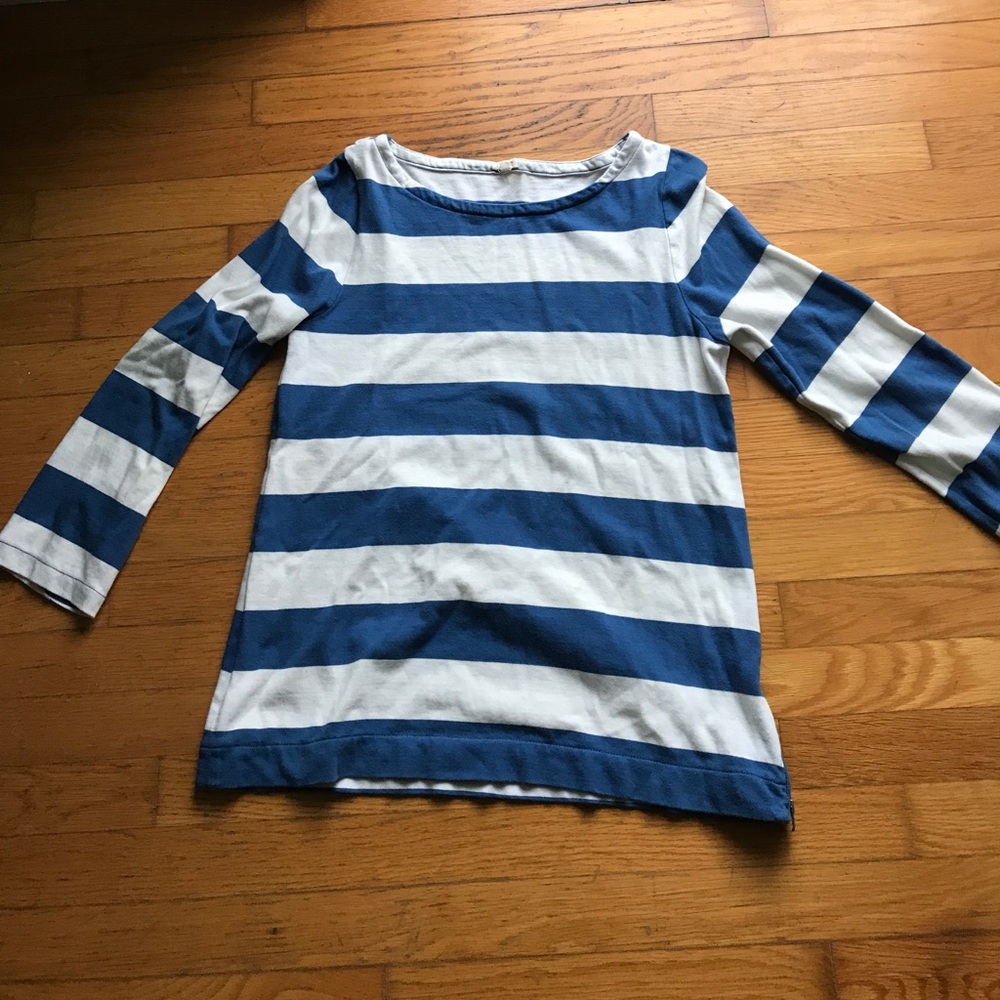 Jcrew medium blue and white striped sweater