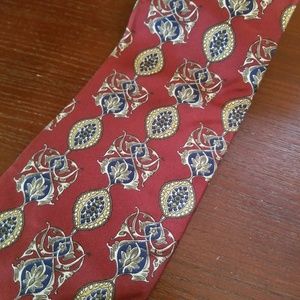 Oscar De la Renta Designer 100% Silk Tie Red