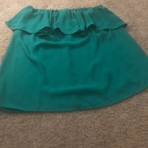 Emerald green ruffle tube top