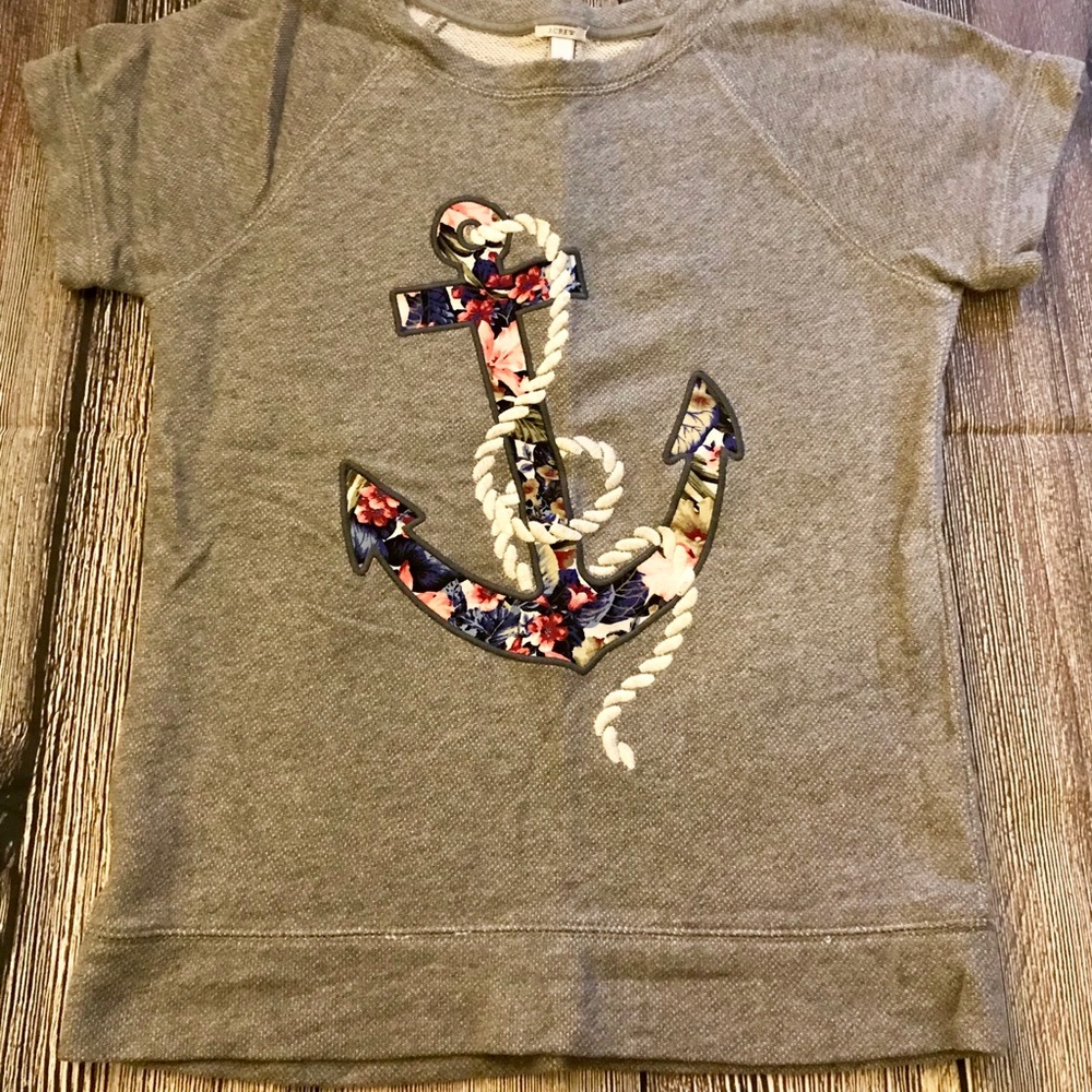 JCrew short sleeve anchor sweatshirt