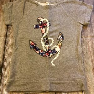 JCrew short sleeve anchor sweatshirt