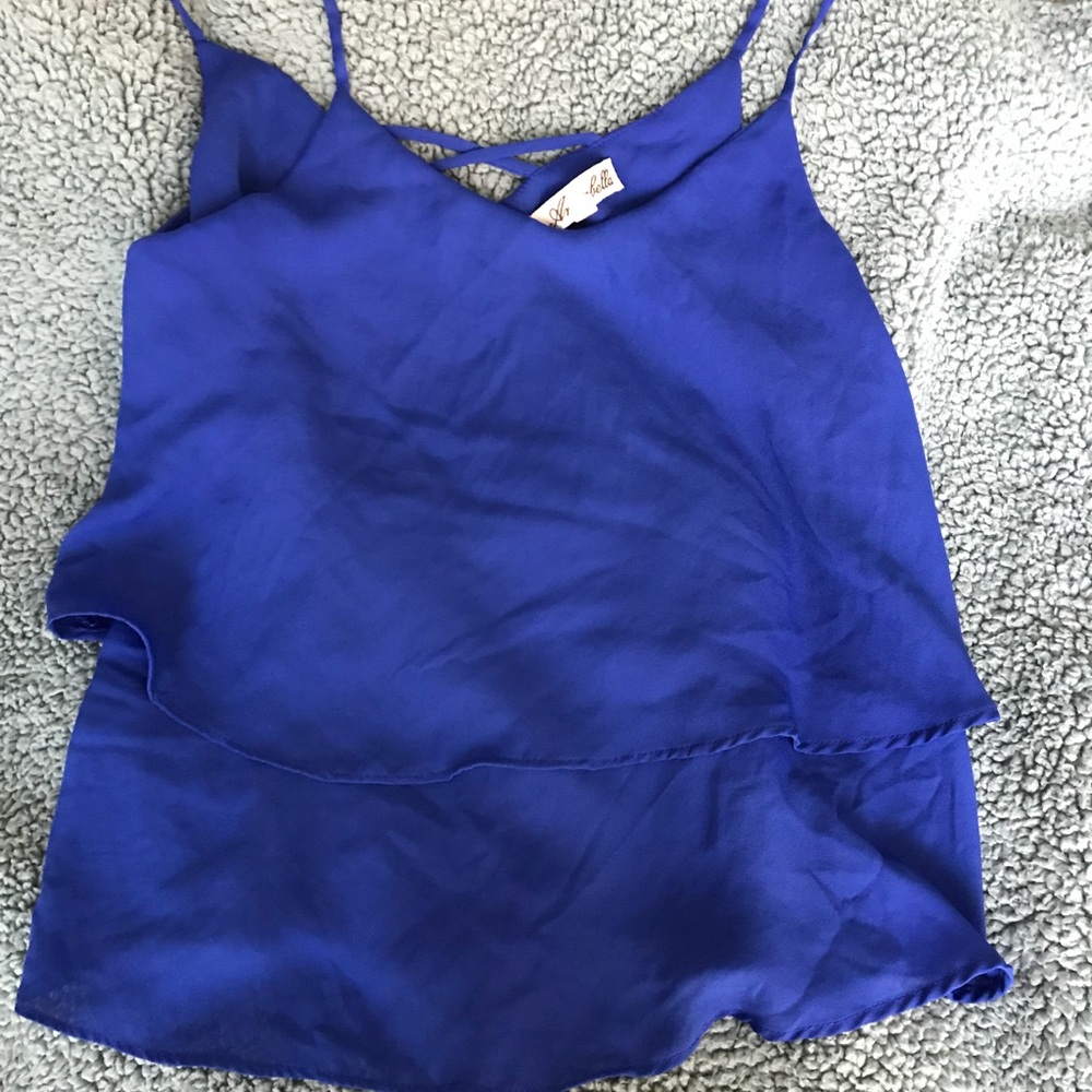 Blue ruffle tank top