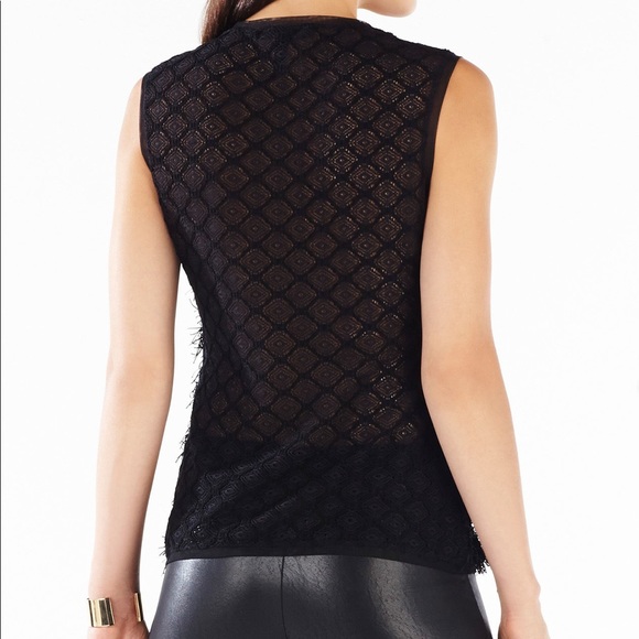 BCBG Max Azria Diamond Lace Fringe Top - Picture 2 of 7