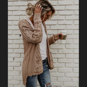 Cable Knit Pocketed Cardigan