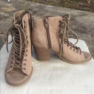 Tan/Gray lace up Mossimo Heels from Target