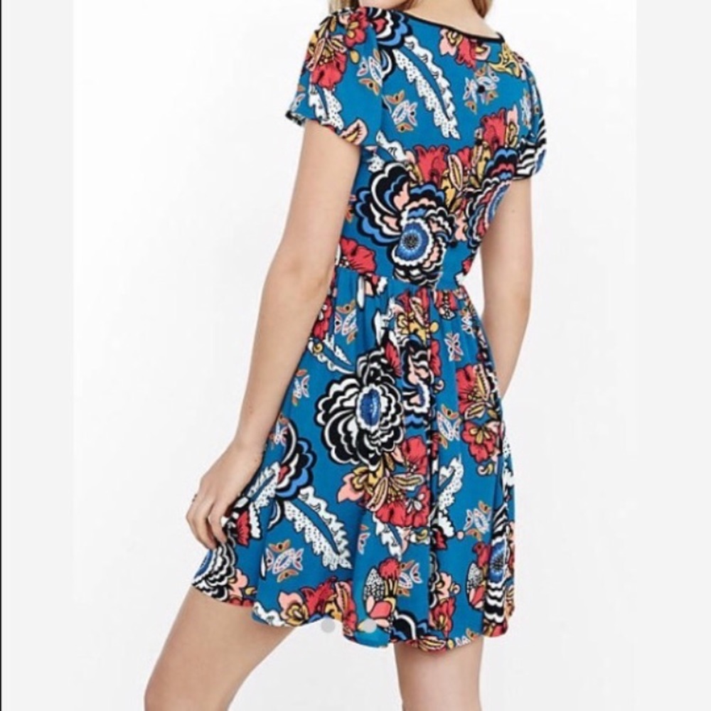 NWOT express teal floral summer dress size 8