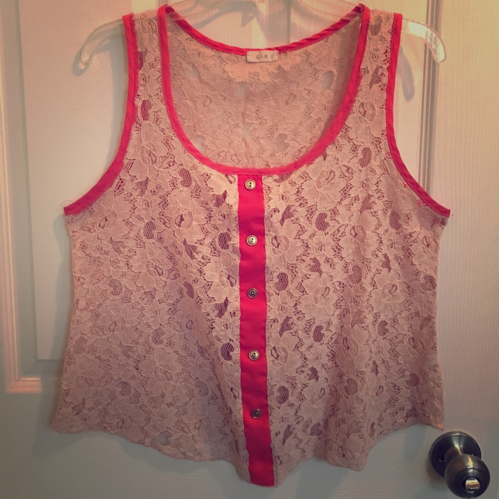 🔥Donating Soon🔥 Pink Floral Lace Tank