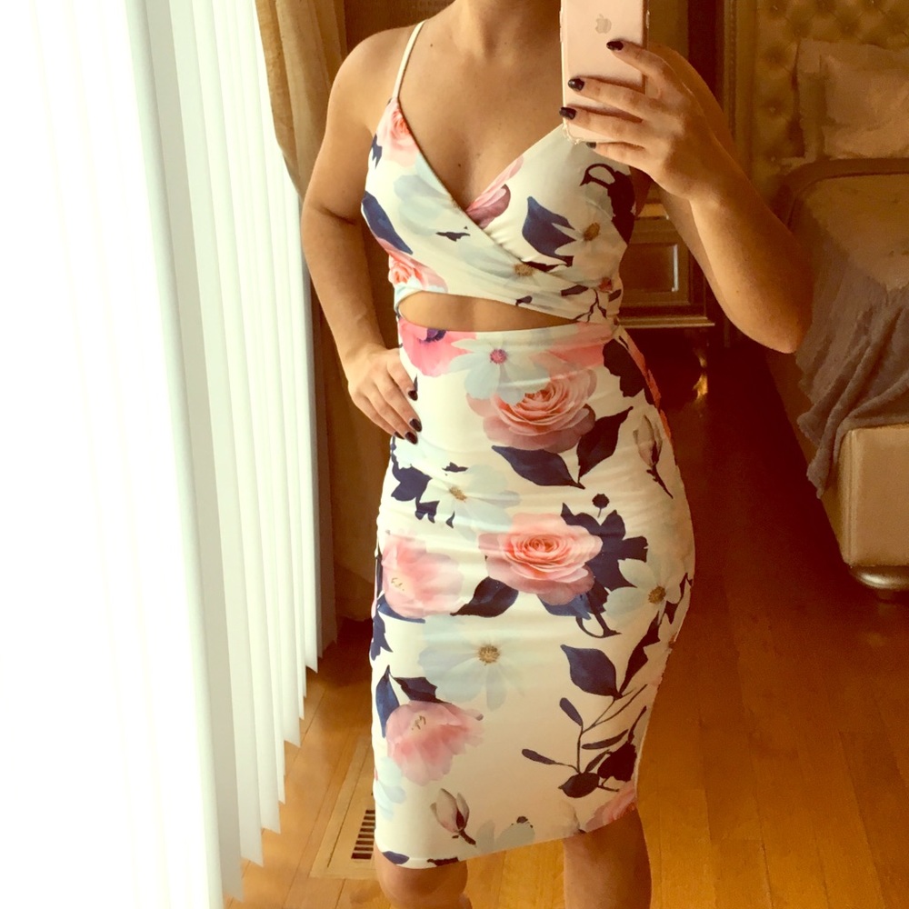 White floral print dress