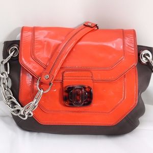 Authentic Lanvin Patent Leather Silver Chain Purse