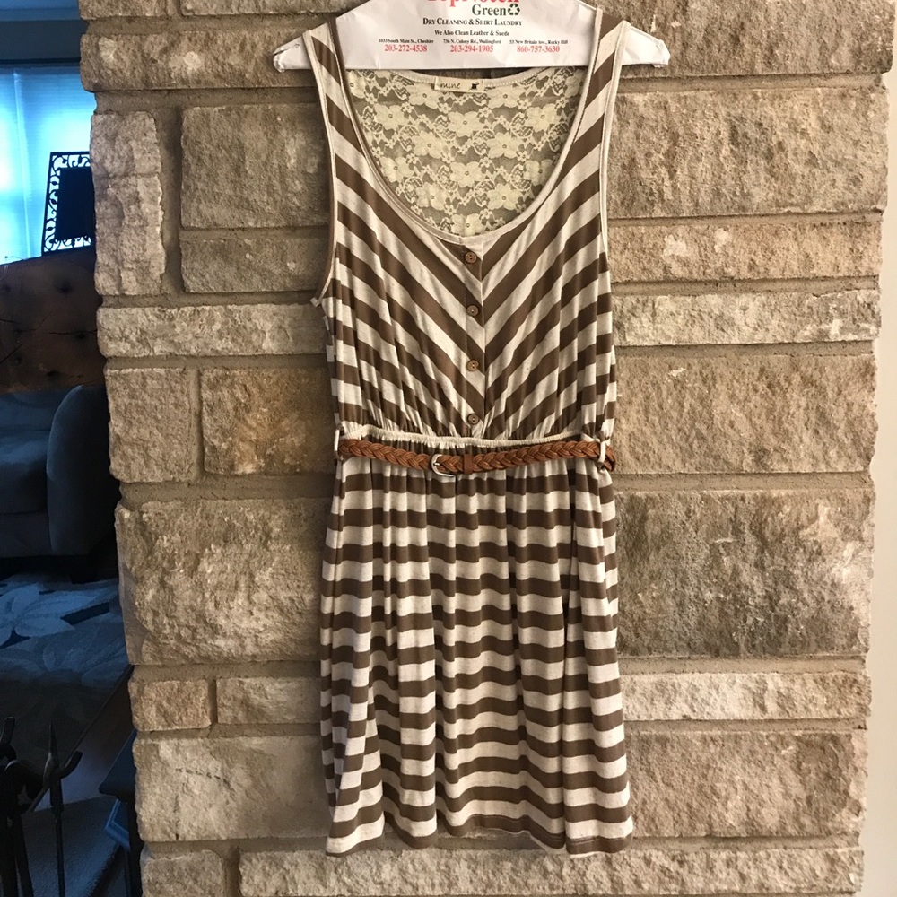 Brown and lace cotton dress