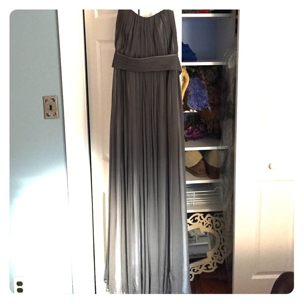 Beautiful grey chiffon prom dress
