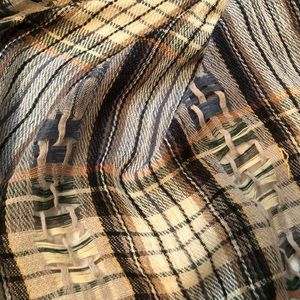 Warm Blue & Gray Plaid Scarf