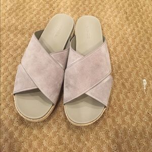 Vince taupe slip on sandals
