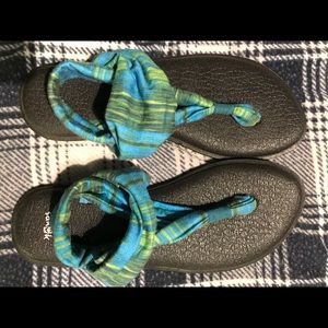 Sanuk Yoga Sling Sandals Blue/Green Size 9