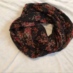 Black & Red Floral Infinity Scarf