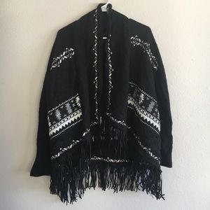 NWT Miss Me Tribal Beat Fringe Cardigan Black