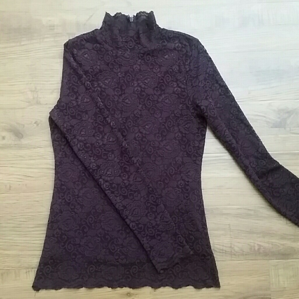 Vince Camuto Long Sleeve Lace Turtleneck