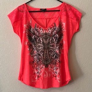 Cross Top with gold glitter accents