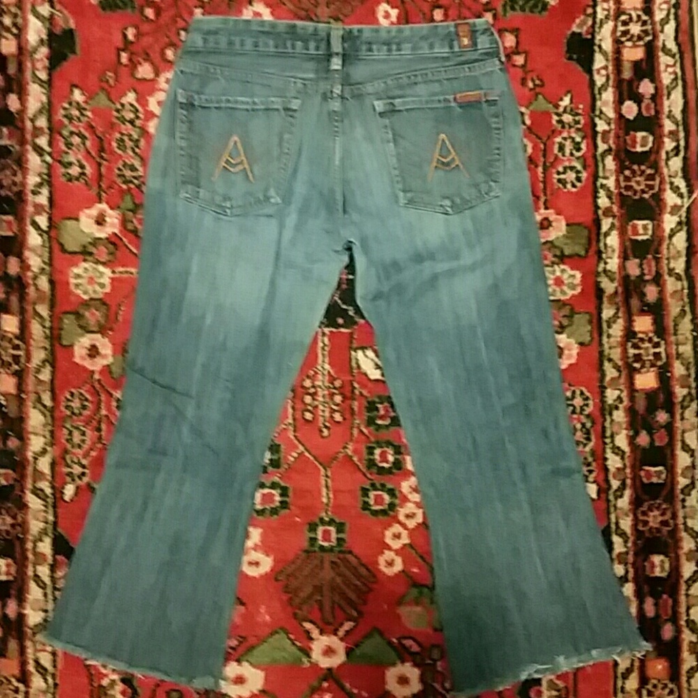 Vintage cropped raw hem flares 7FAMK Dojo jeans - Picture 1 of 3