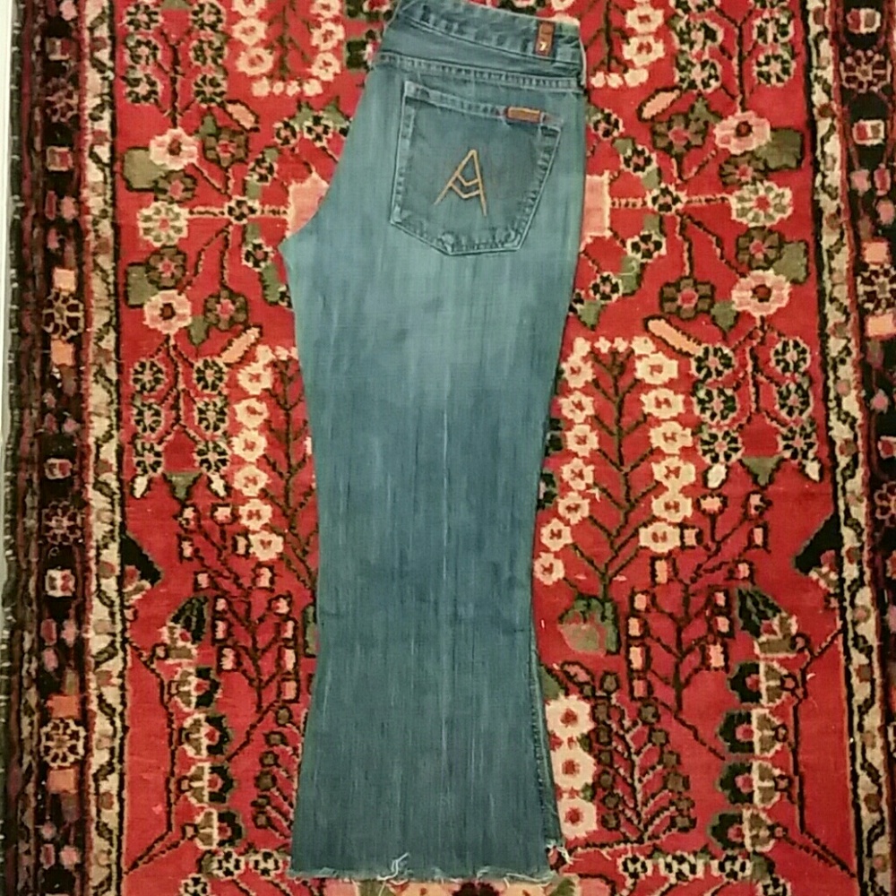 Vintage cropped raw hem flares 7FAMK Dojo jeans - Picture 2 of 3