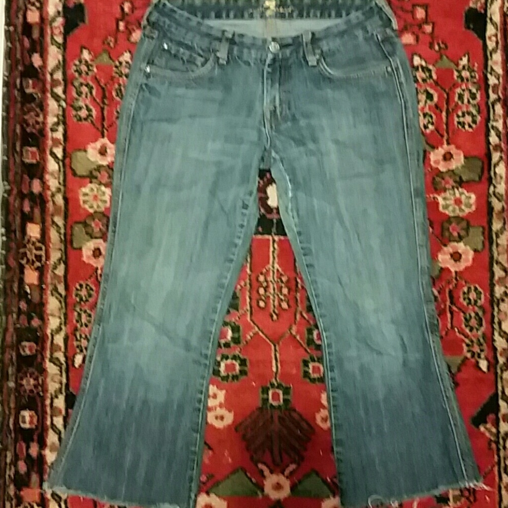 Vintage cropped raw hem flares 7FAMK Dojo jeans - Picture 3 of 3