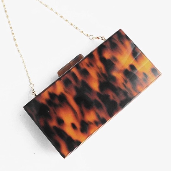 NEW!! Tortoise Shell “Stassi” Box Clutch - Picture 2 of 8