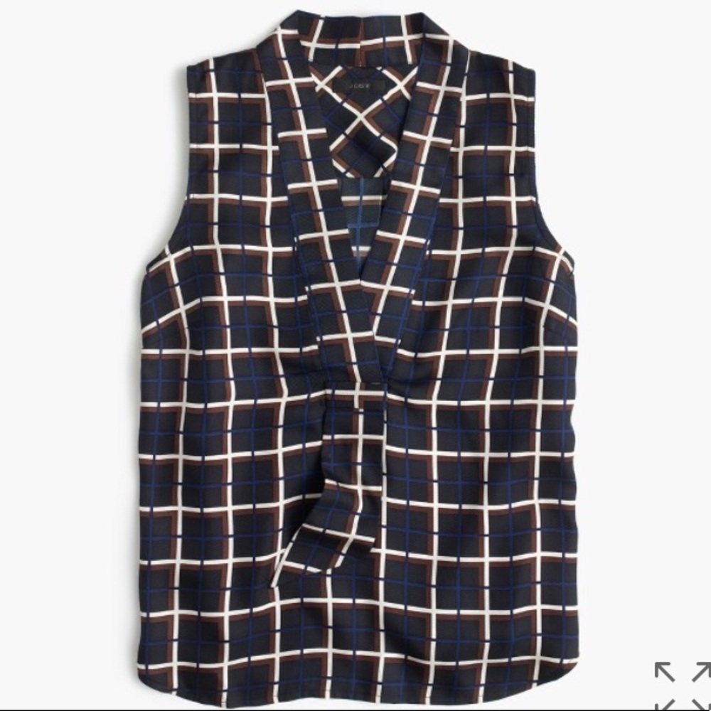 For @_jen J. CREW silk- twill blouse in windowpane - Picture 2 of 7