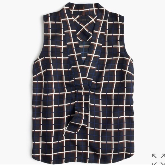 For @_jen J. CREW silk- twill blouse in windowpane - Picture 2 of 7