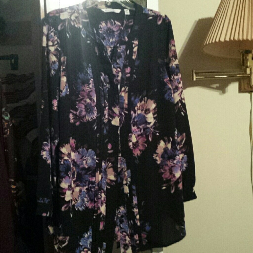 Black floral button down shirt from Isaac Mizrahi