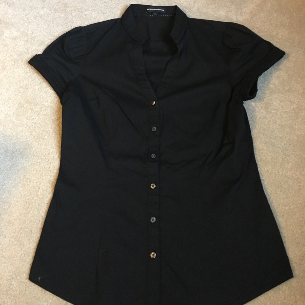 Express Fitted Black Button Up