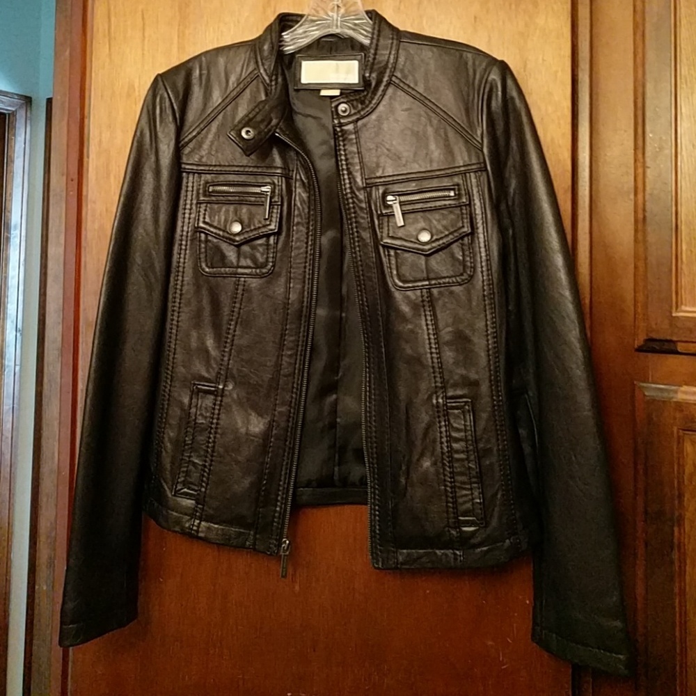 Michael Kors genuine black leather jacket