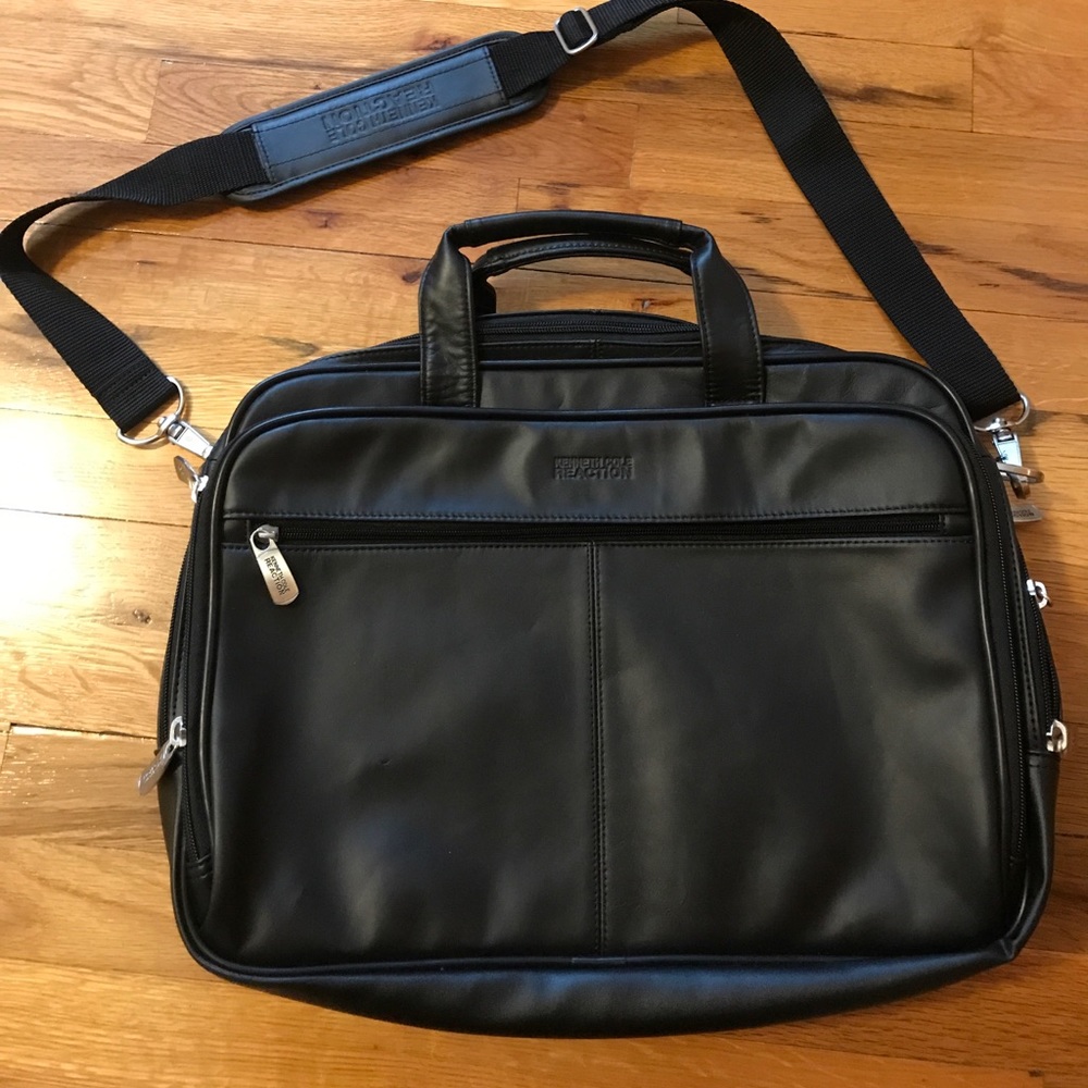 Black leather Kenneth Kole work/laptop bag