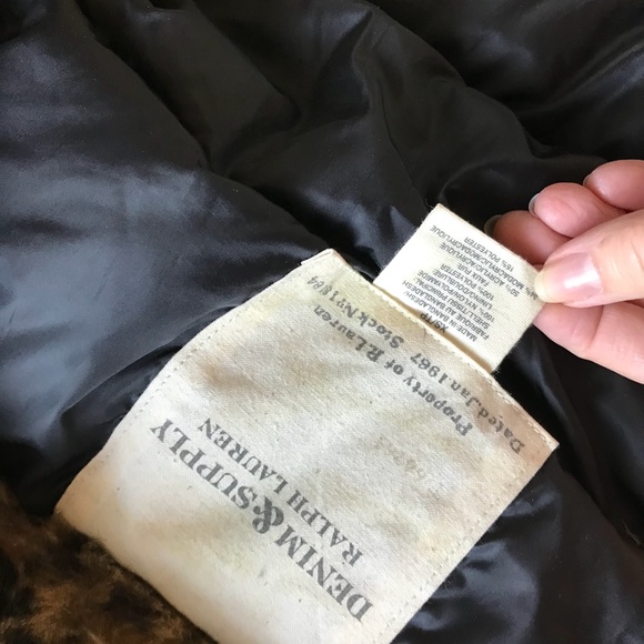 RL Black Puffer Vest with leopard fur collar XS - Picture 6 of 8