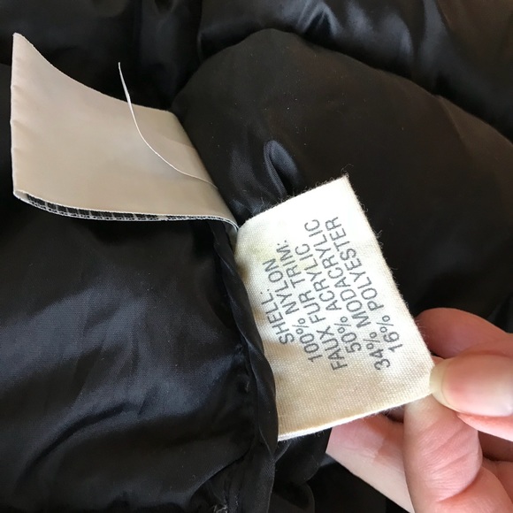 RL Black Puffer Vest with leopard fur collar XS - Picture 7 of 8