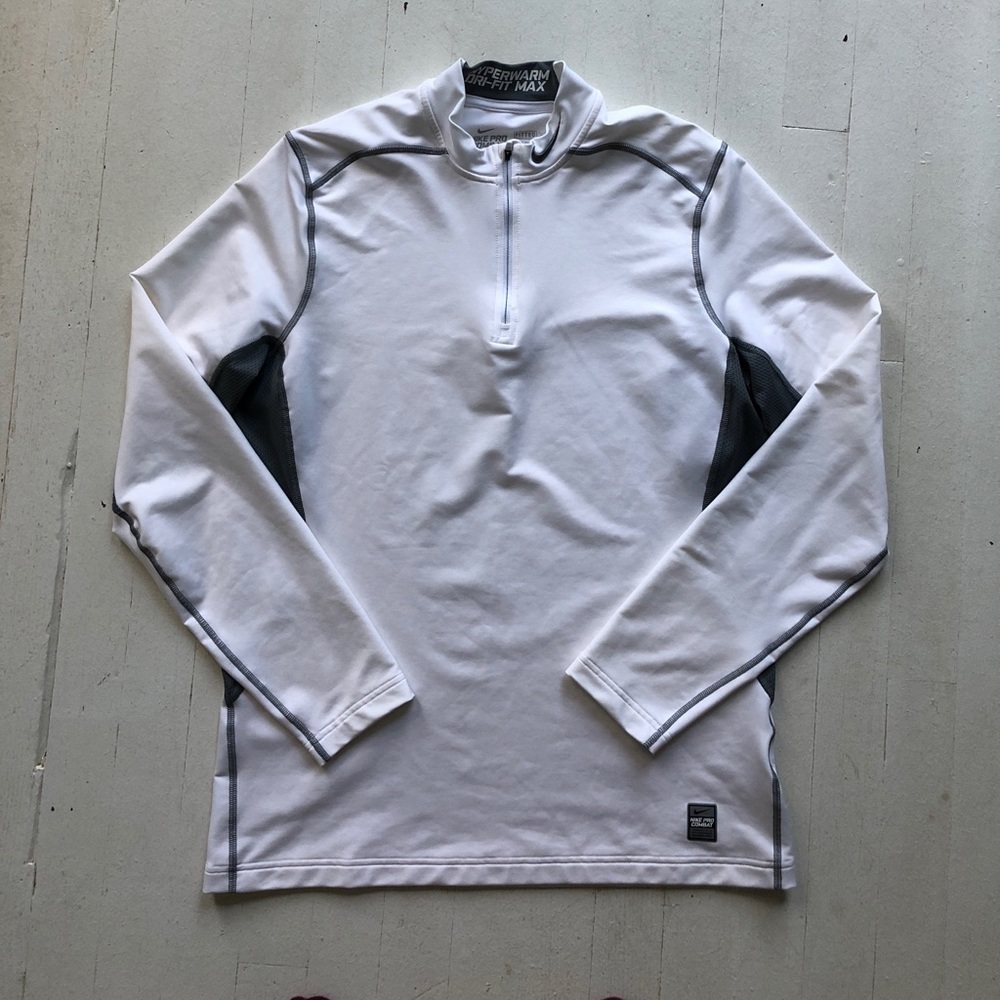 White Nike Combat Half ZIP Pullover