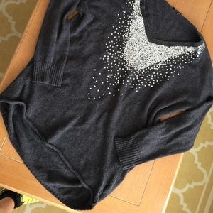 High low sweater plus size gray sequins