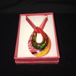 New Glass Necklace in Cute Gift Box. 18"+ Necklace