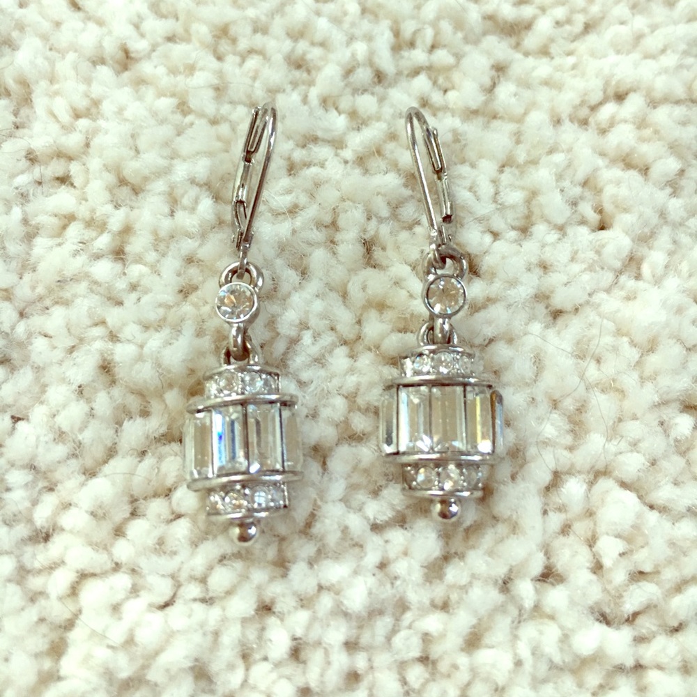 CZ Emerald Diamond Drop Earrings