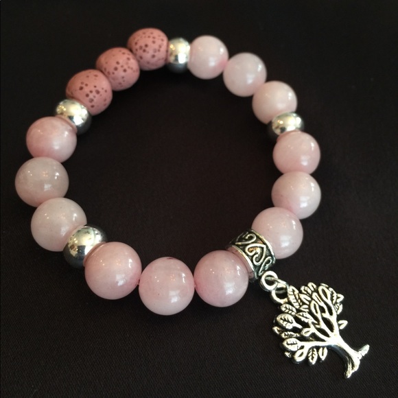 💗 Rose Quartz Tree of Life Yoga Diffuser Bracelet - Picture 2 of 8