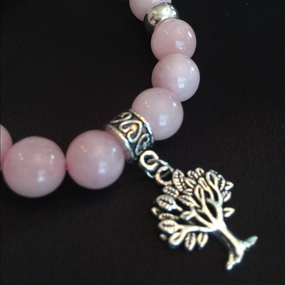💗 Rose Quartz Tree of Life Yoga Diffuser Bracelet - Picture 3 of 8