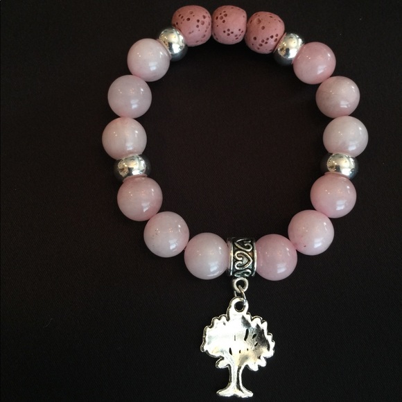💗 Rose Quartz Tree of Life Yoga Diffuser Bracelet - Picture 4 of 8